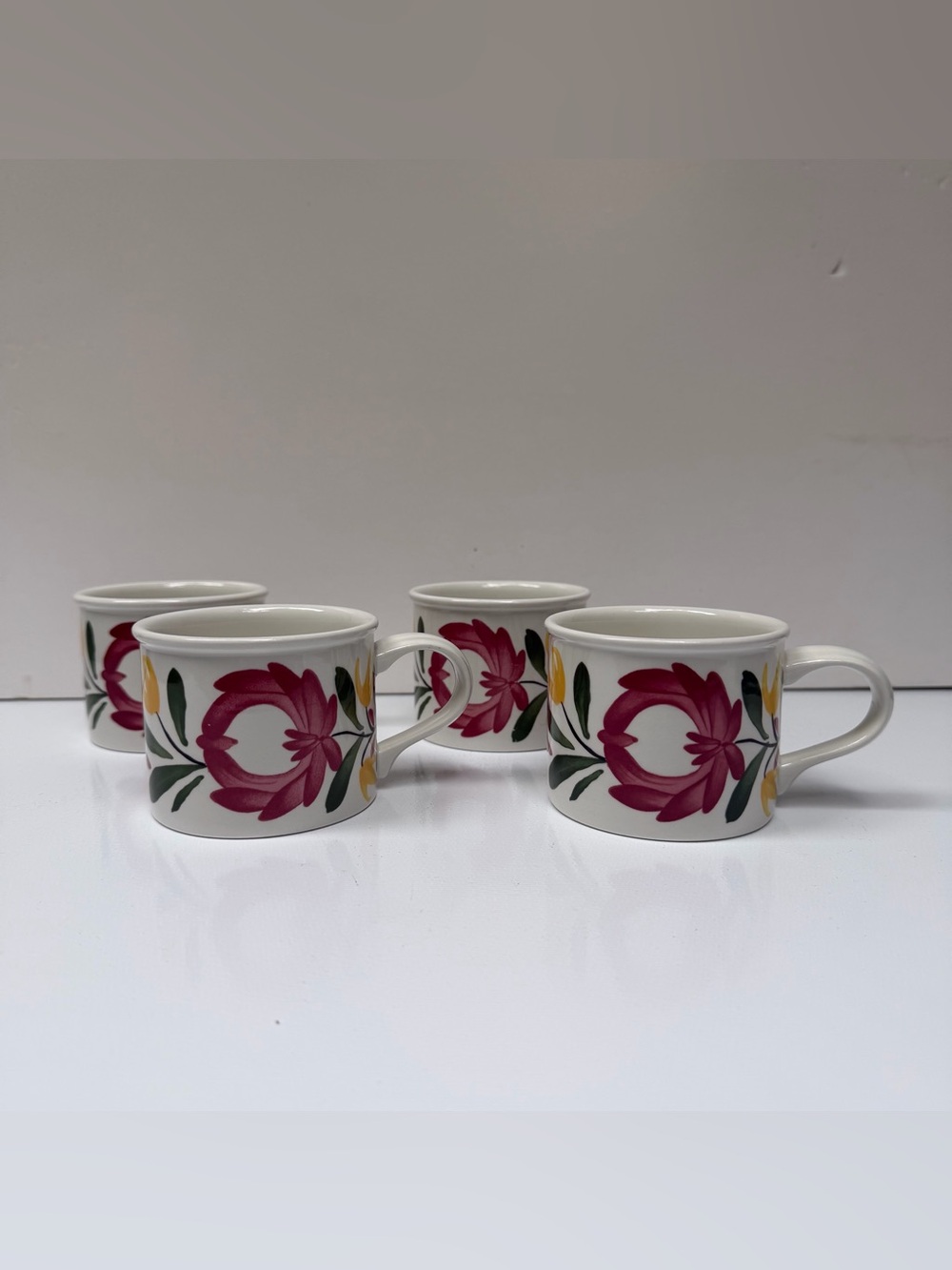 Vintage Portmeirion Mugs, Welsh Dresser Pattern, Made in Great Britain, Set of 4